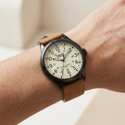 Mark Fairwhale FW-5079 BRAVEROX - Men’s Waterproof Brown Leather Watch