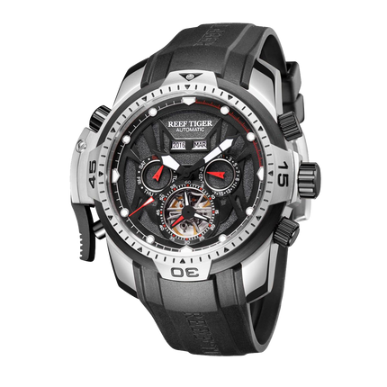 Reef Tiger Men's Aurora Transformers Skeleton Automatic Mechanical Watch - Rubber image