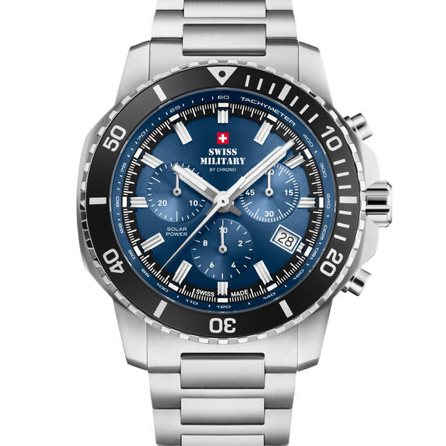 Swiss Military Solar Chronograph – Blue, Steel | SMS34113.02 image 0