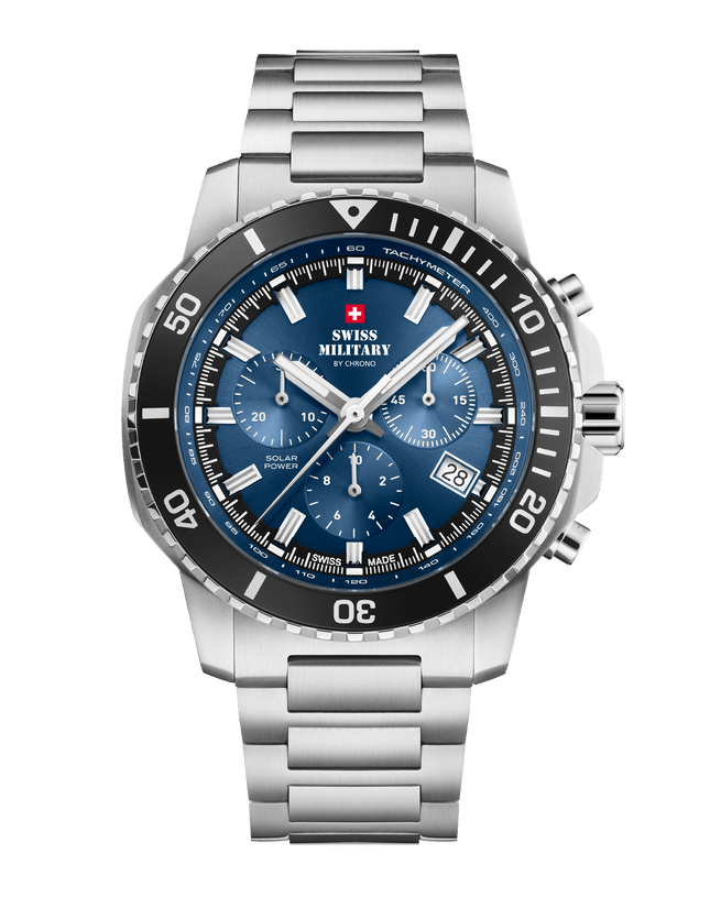 Swiss Military Solar Chronograph – Blue, Steel | SMS34113.02 image 0