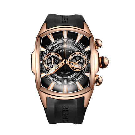 Reef Tiger Aurora Tank VK Quartz Sport Chronograph Watch Luxury Rose Gold image 0