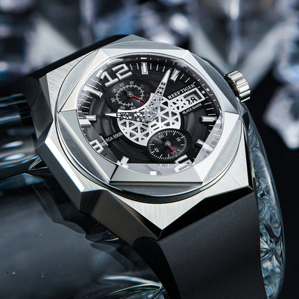 Reef Tiger Men's Black Shark Traveler Multifunctional Automatic Mechanical Dive Watch RGA6906 image 1