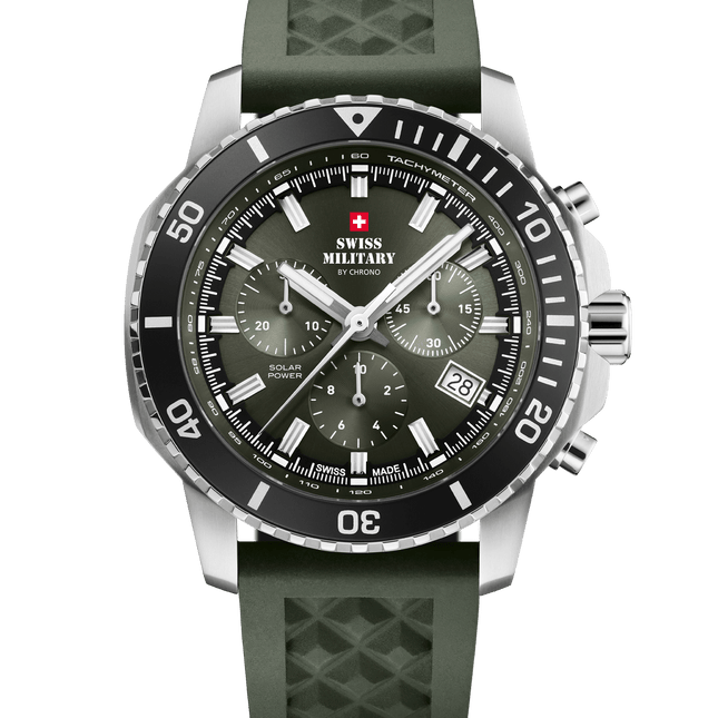 Swiss Military Solar Chronograph – Green, Rubber | SMS34113.04 image 0