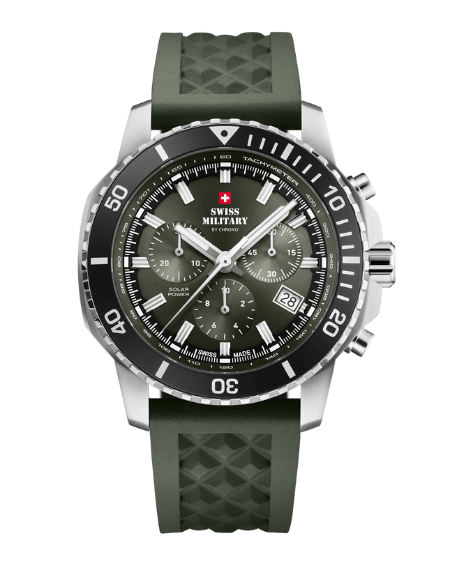 Swiss Military Solar Chronograph – Green, Rubber | SMS34113.04 image 0