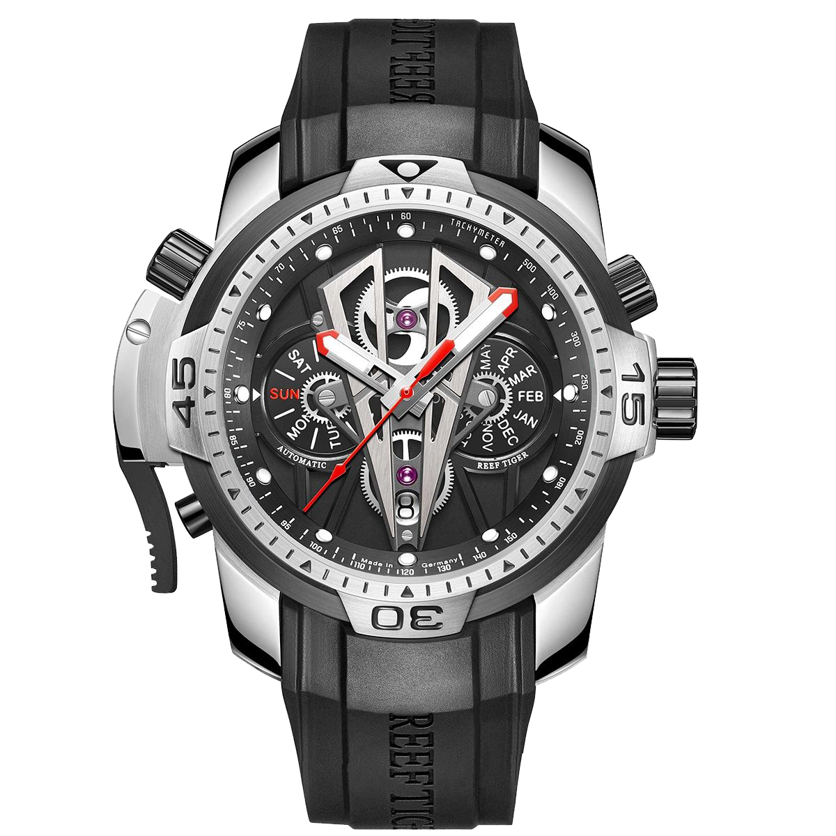 Reef Tiger Aurora Concept 2 Luxury Military Automatic Sports Wristwatches for Men - Rubber image