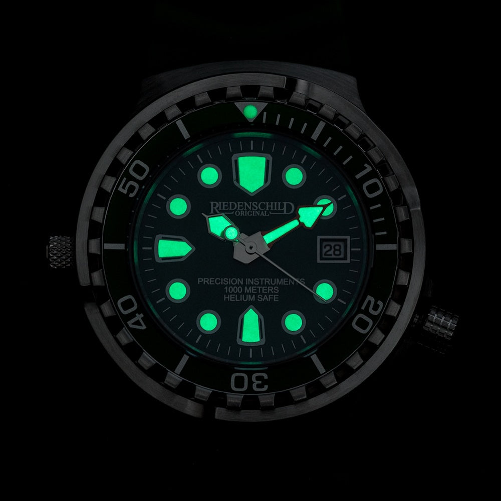 RIEDENSCHILD PRECISION INSRUMENTS GERMANY Divers Taucheruhr 1000m Helium Valve Watch Green image 1