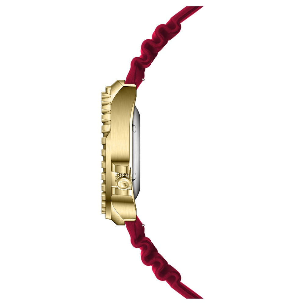 RIEDENSCHILD PRECISION INSRUMENTS GERMANY Divers Taucheruhr 1000m Helium Valve Watch Gold/Burgandy image 3