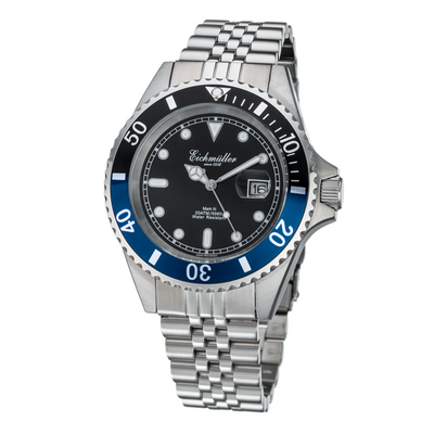 EICHMULLER since 1950 Mark III Diver 20ATM Silver/Blue/Black Watch image 0