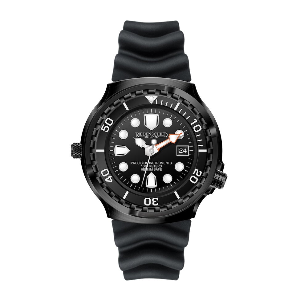 RIEDENSCHILD PRECISION INSRUMENTS GERMANY Divers Taucheruhr 1000m Helium Valve Watch Black image 4