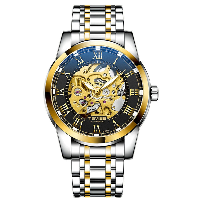 TEVISE Skeleton Classic Steel Two Tone Black Watch image 0