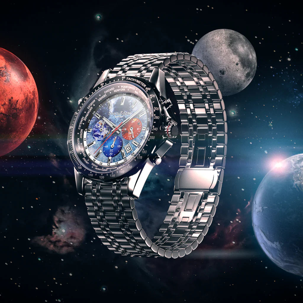 World Timer Mechanical Quartz Hybrid- Steel Matt Grey image 2