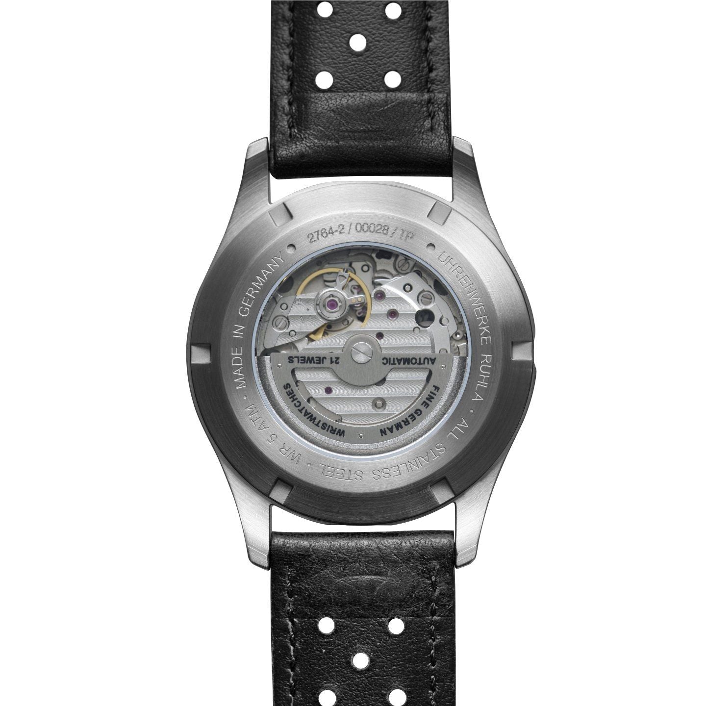 BAUHAUS AVIATION Men's Tornado Automatic 24-Hour Leather Strap Watch 27642 image 1