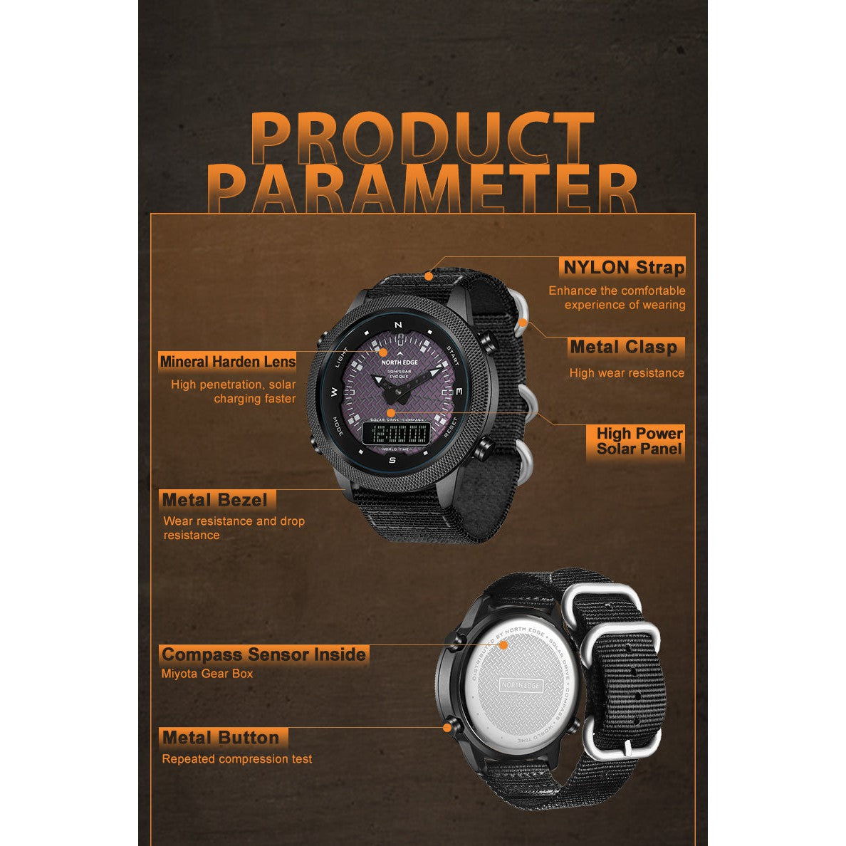 NORTH EDGE Tactical Evoque Solar Powered Watch image 12