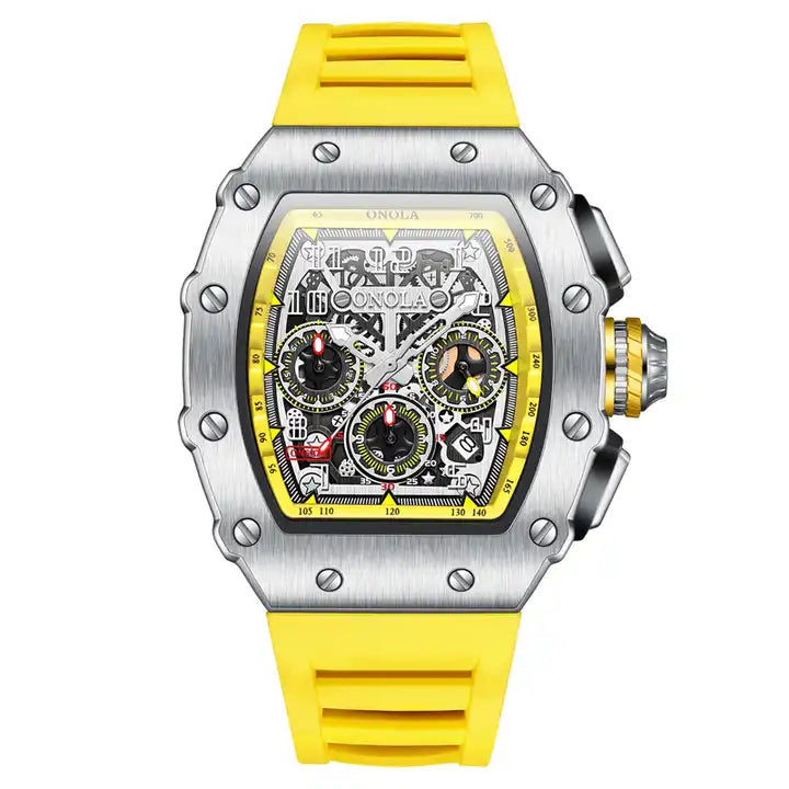 ONOLA Grande Prix Shanghai AUTOMATIC Chronograph Watch - Silver / Yellow image