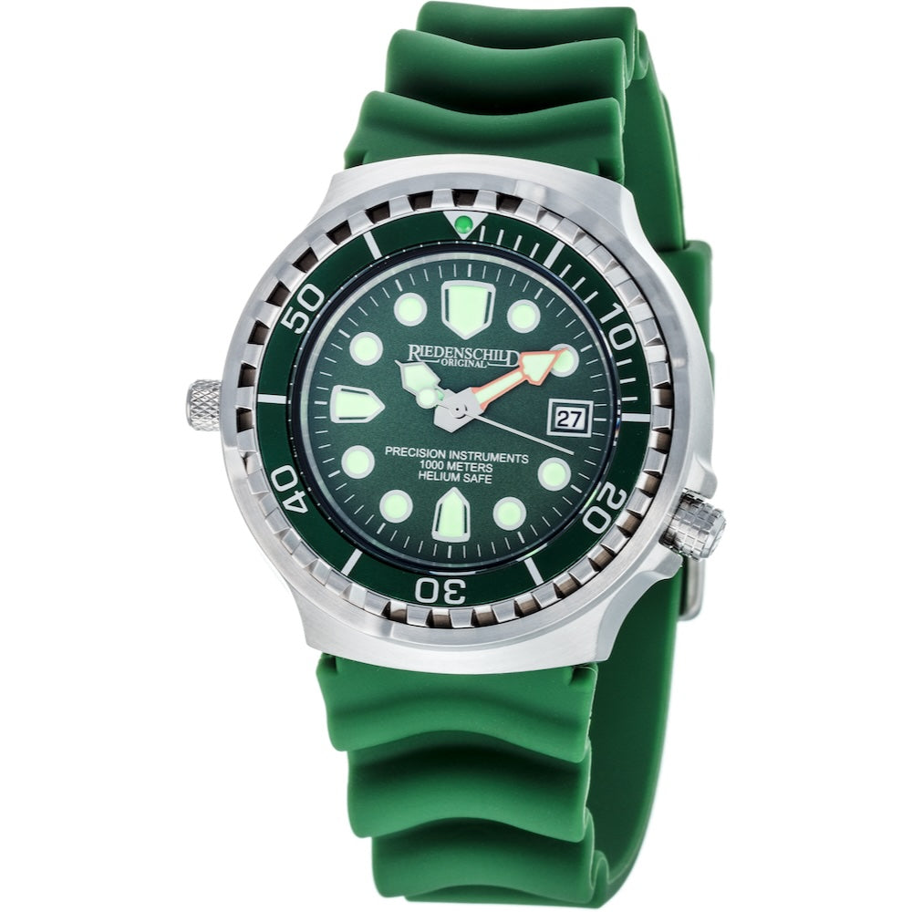 RIEDENSCHILD PRECISION INSRUMENTS GERMANY Divers Taucheruhr 1000m Helium Valve Watch Green image 0