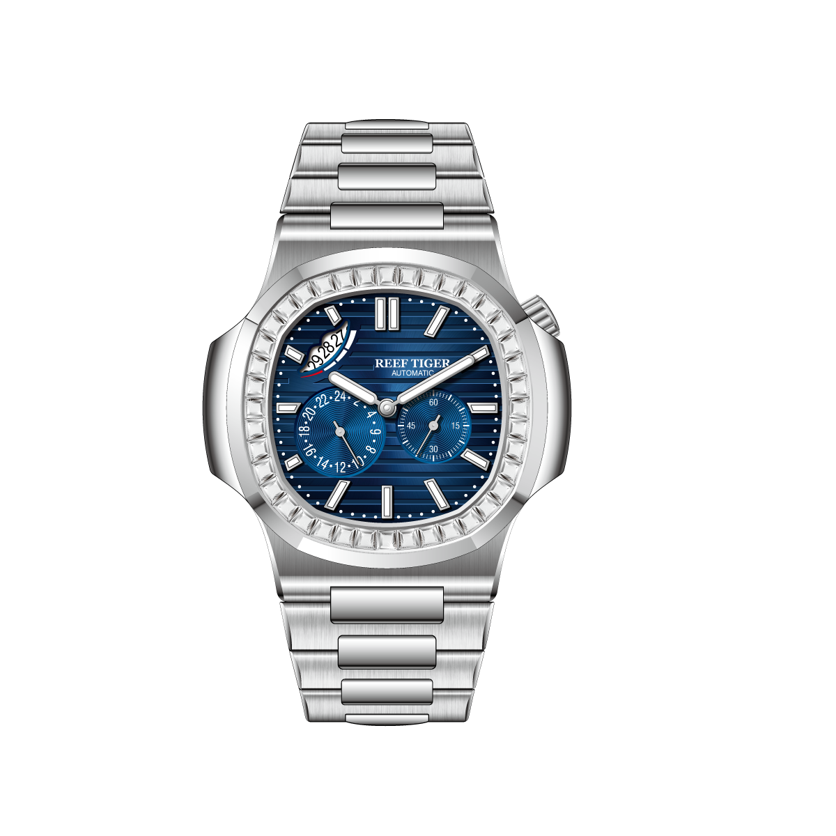 Reef Tiger Men's Peak 44mm Square Crystal Bezel Automatic Watch RGA2019 image 13