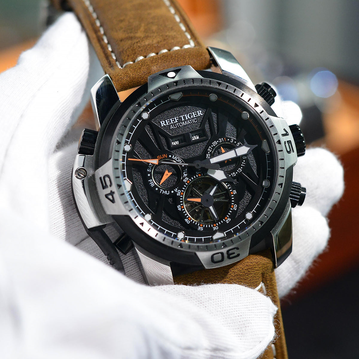 Reef Tiger Men's Aurora Transformers Skeleton Automatic Mechanical Watch image 4