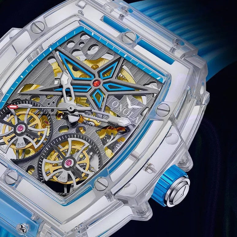 ONOLA Clear Series Plastic Transparent Maximus Double Barrel AUTOMATIC Watch image 5