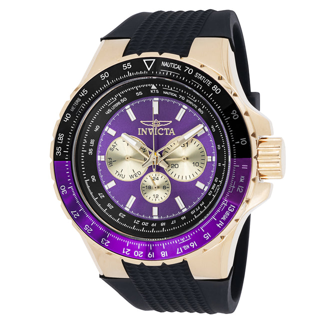 INVICTA Men's Aviator Nautical Chronograph 50mm Gold / Black / Violet Watch