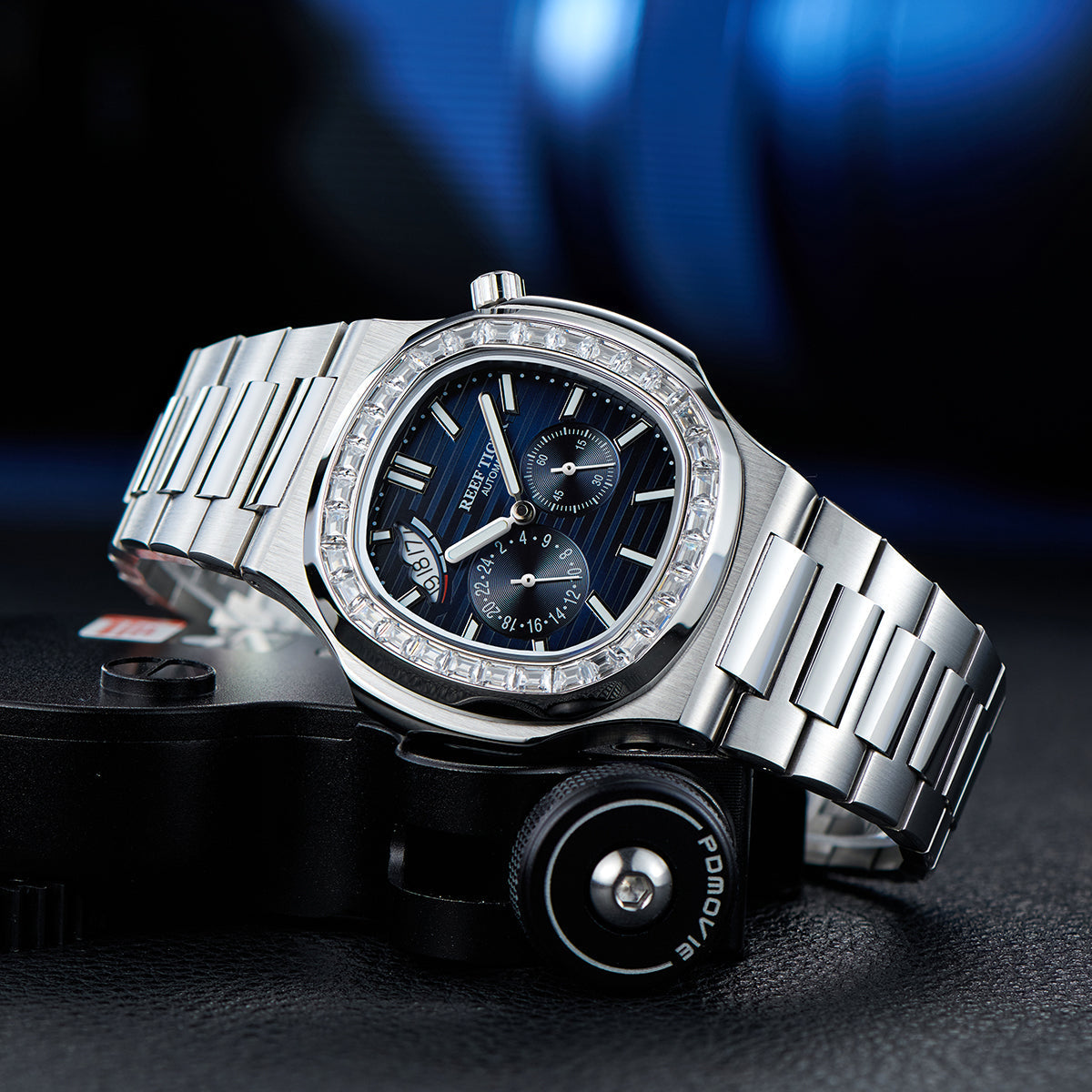 Reef Tiger Men's Peak 44mm Square Crystal Bezel Automatic Watch RGA2019 image 1