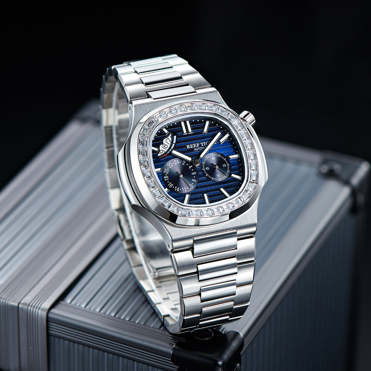 Reef Tiger Men's Peak 44mm Square Crystal Bezel Automatic Watch RGA2019 image 2