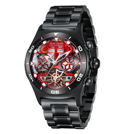 Reef Tiger Men's Aurora Air Bubbles Automatic Mechanical Skeleton Watch image 8