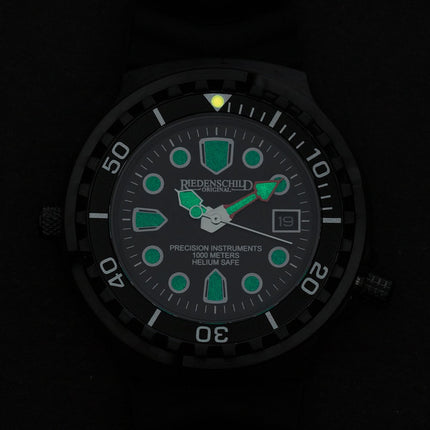 RIEDENSCHILD PRECISION INSRUMENTS GERMANY Divers Taucheruhr 1000m Helium Valve Watch Black image 1