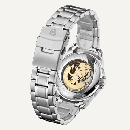 Skeleton Automatic Steel & White Mens Watch image 2