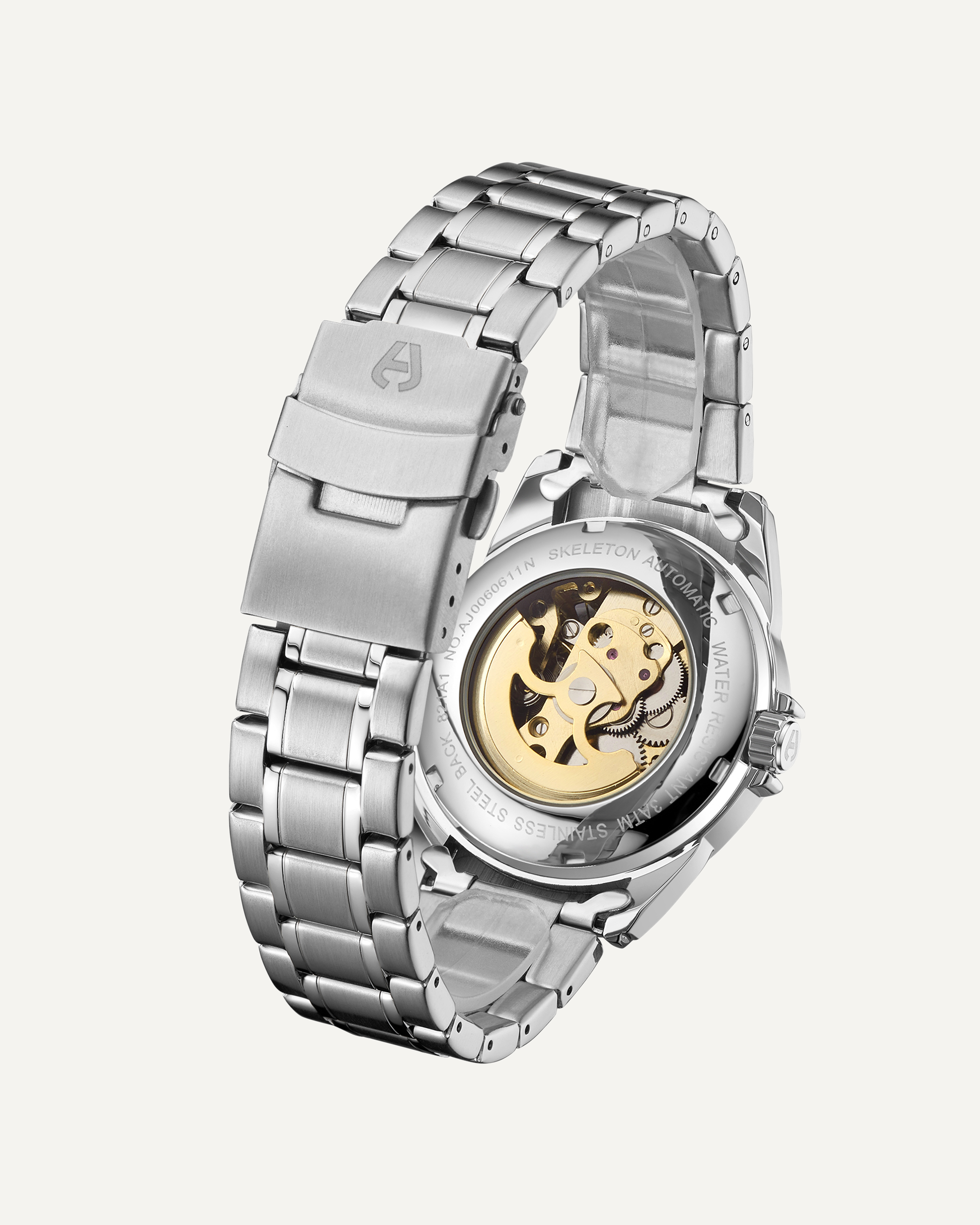 Skeleton Automatic Steel & White Mens Watch image 2