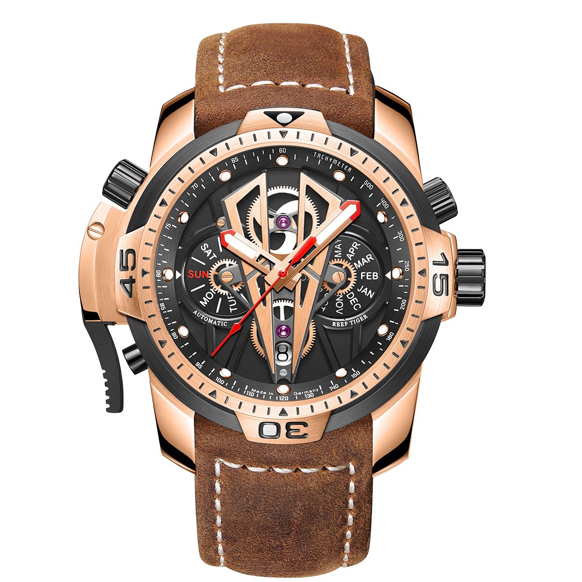 Best Affordable Reef Tiger Aurora Concept 2 Automatic Military Rose Gold Men's Watch image 0