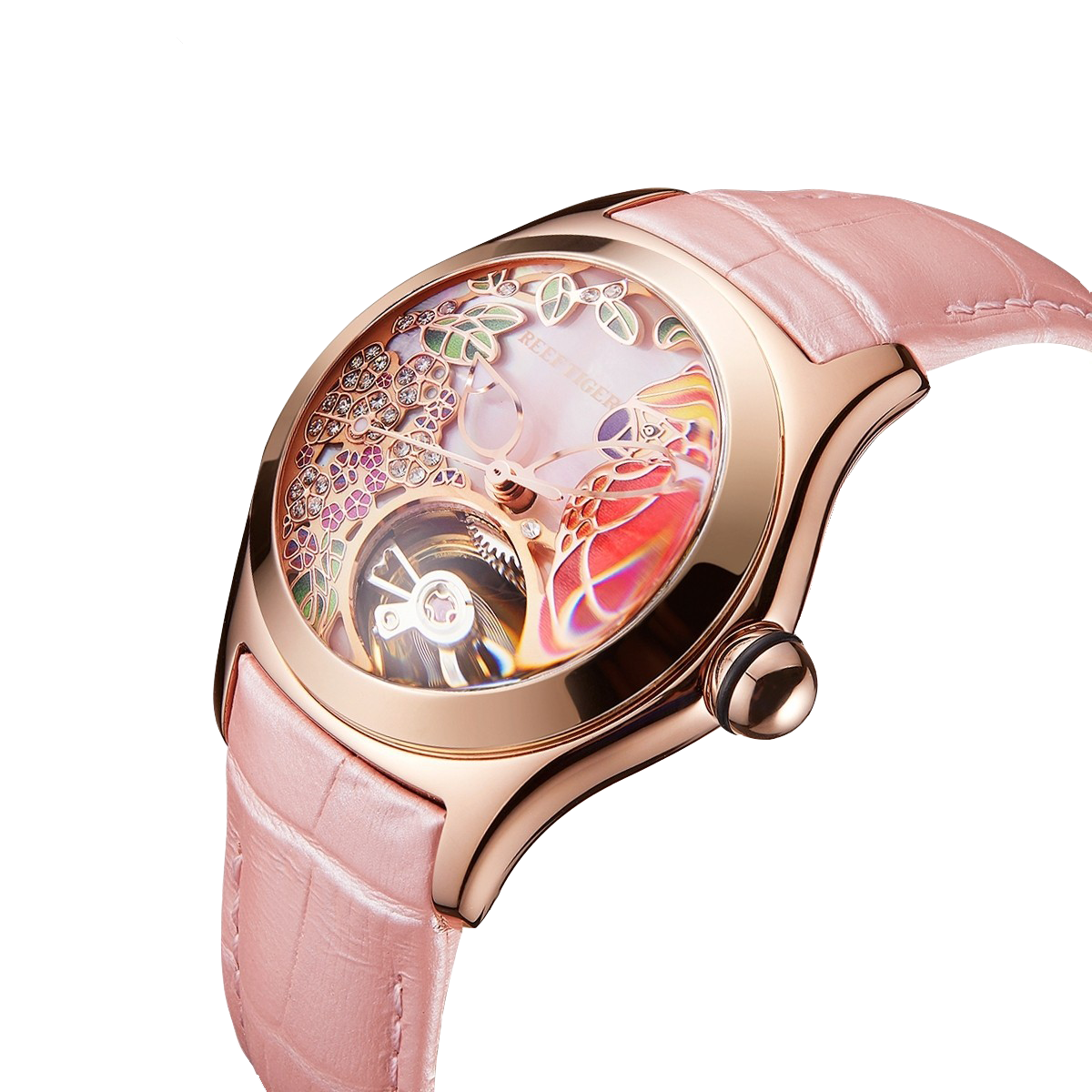 Luxury Diamond Automatic Women's Watch from Reef Tiger Aurora Parrots image 4