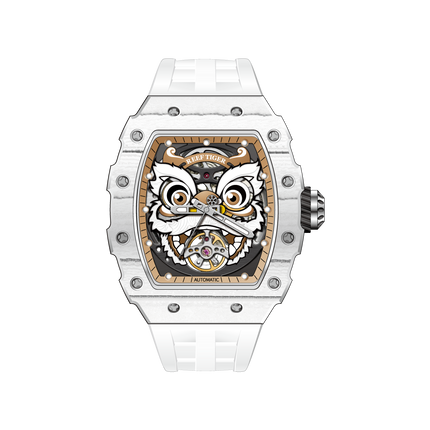 Reef Tiger Men's Chinese Lion Dance Automatic Skeleton Watch RGA3009 White image 11