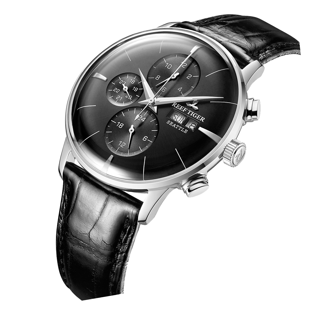 Reef Tiger Men's Seattle Chiefs Automatic Luxury Vintage Dress Chronograph Watch image 1