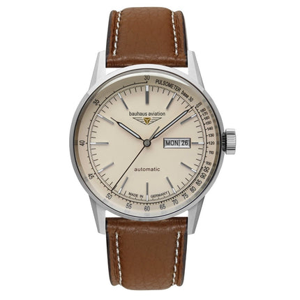 BAUHAUS Aviation Men's Automatic Leather Watch 23665