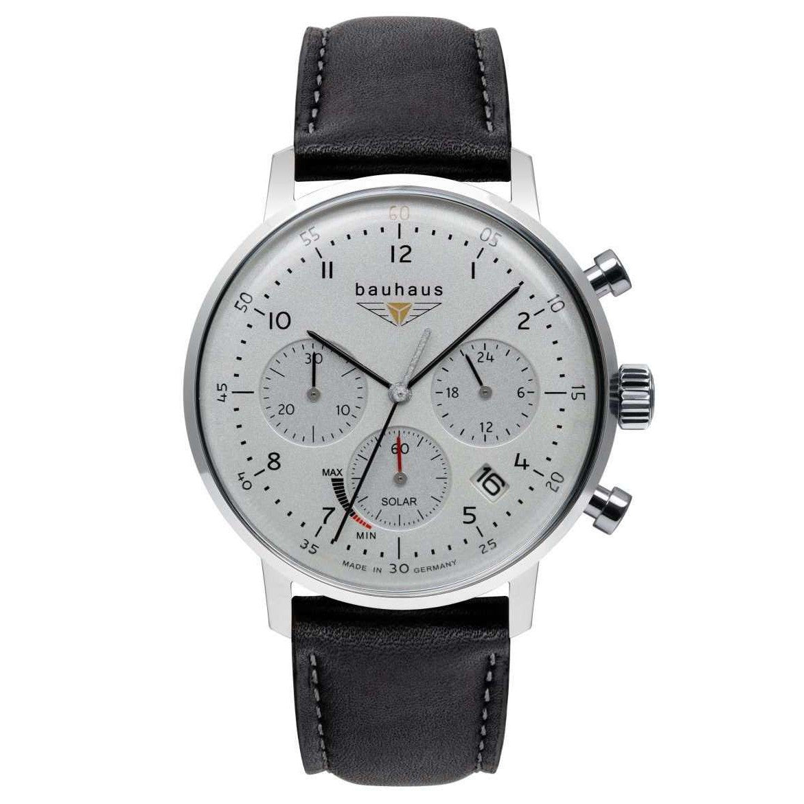 BAUHAUS Men's Solar Chronograph Leather Strap Watch 20861