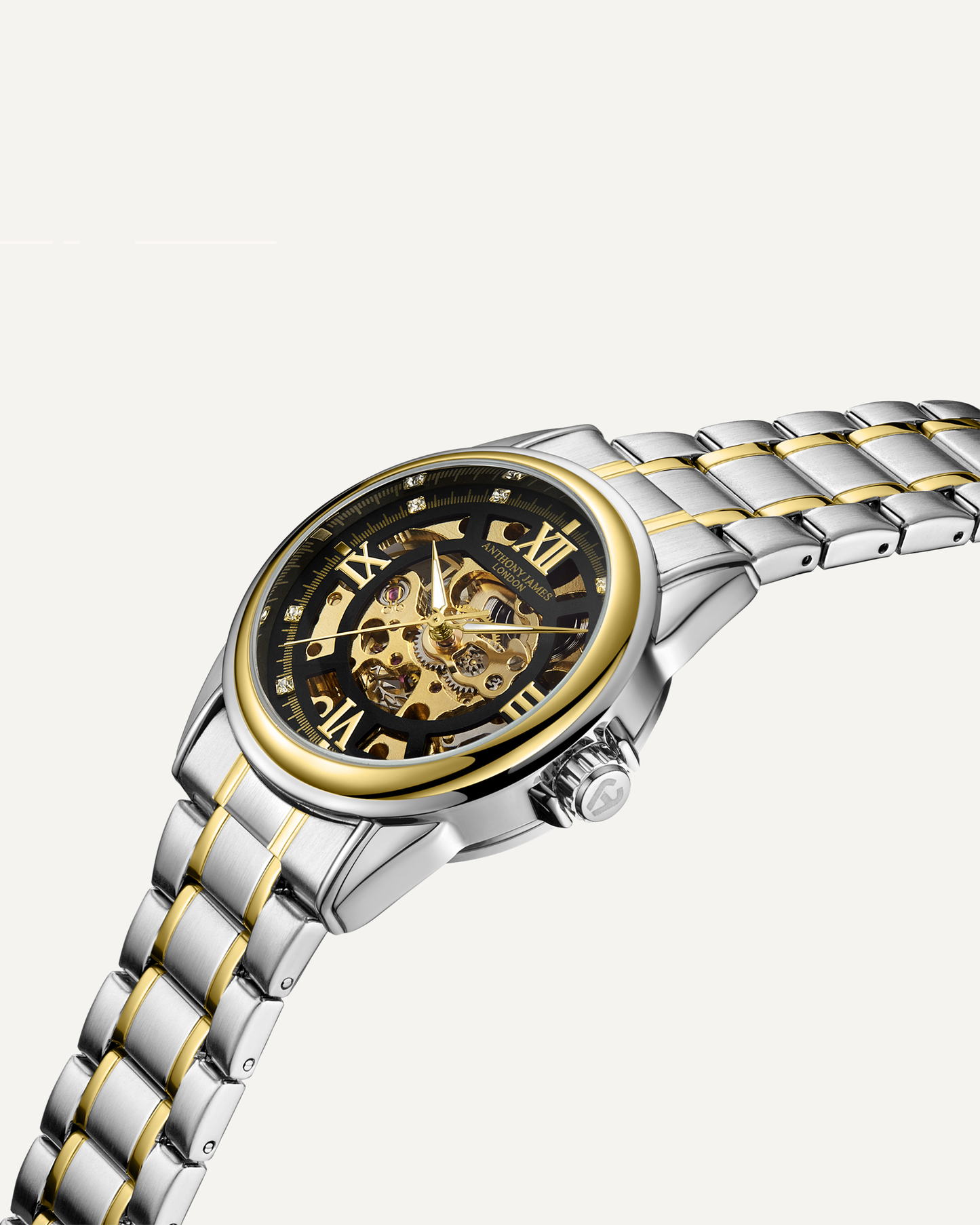 Skeleton Automatic Two Tone Gold & Steel Mens Watch image 1