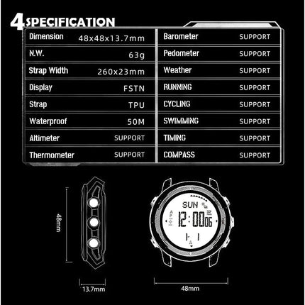 NORTH EDGE Tactical Vertico Carbon Fibre Watch Grey image 12