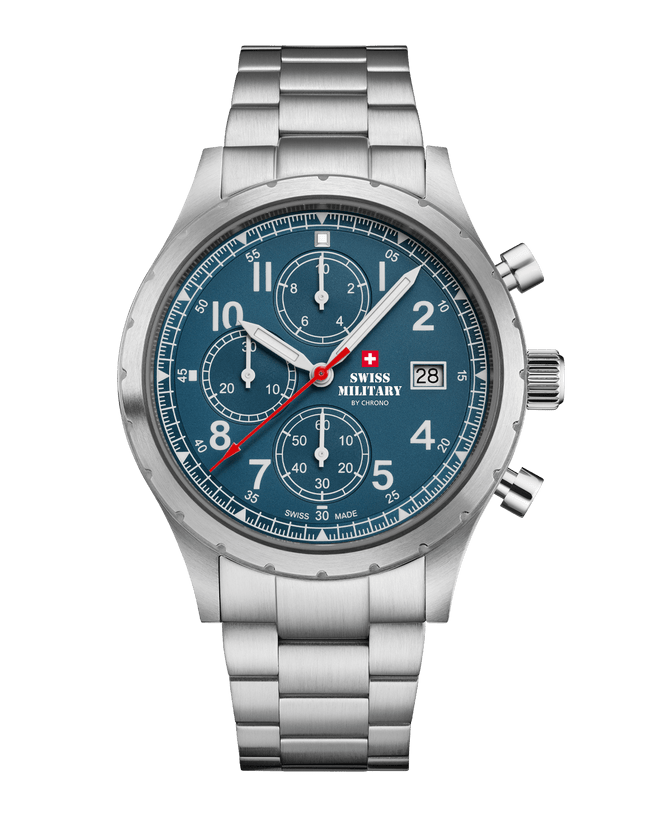 Swiss Military Field Chronograph Watch – Blue Steel | SM34117.02 image 0