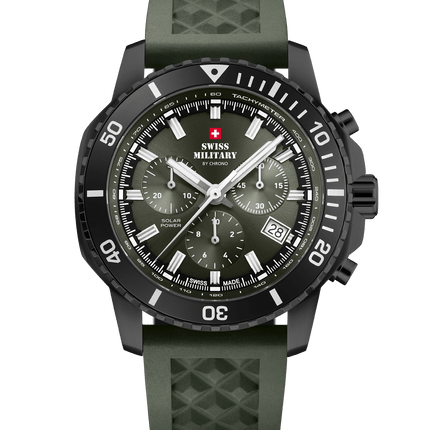 Swiss Military Solar Chronograph – Green, PVD, Rubber | SMS34113.06 image 0