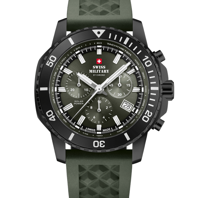 Swiss Military Solar Chronograph – Green, PVD, Rubber | SMS34113.06 image 0