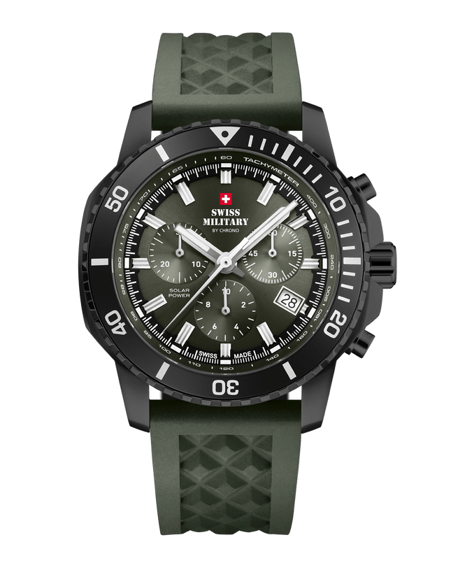 Swiss Military Solar Chronograph – Green, PVD, Rubber | SMS34113.06 image 0