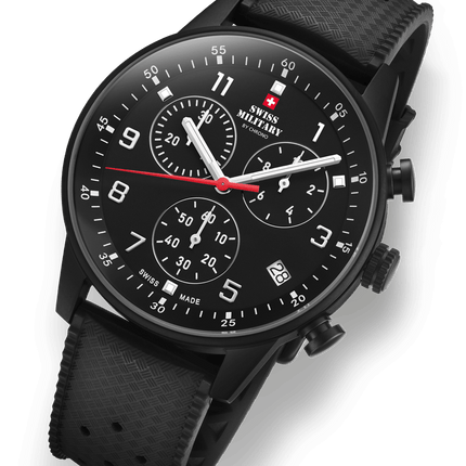 Swiss Military Minimalist Chronograph Watch – FKM-Rubber, Black Plated | SM34114.12 image 3