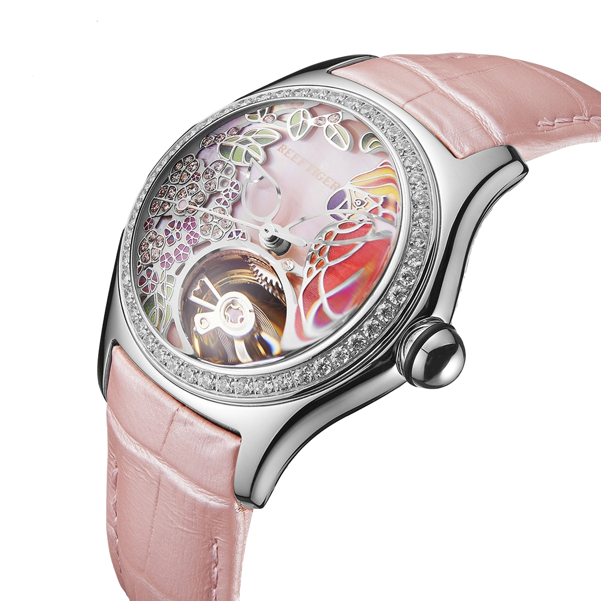 Luxury Diamond Automatic Women's Watch from Reef Tiger Aurora Parrots image 2