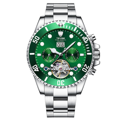 TEVISE Perpetual Flywheel Date Automatic Green Watch image 0