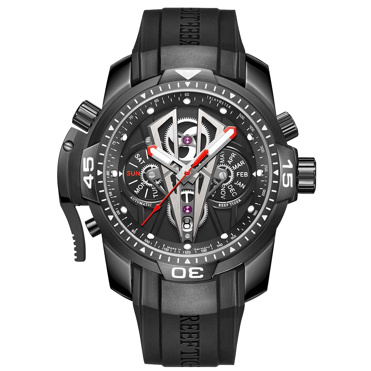 Reef Tiger Aurora Concept 2 Black PVD Automatic Military Sport Watch for Men image 15