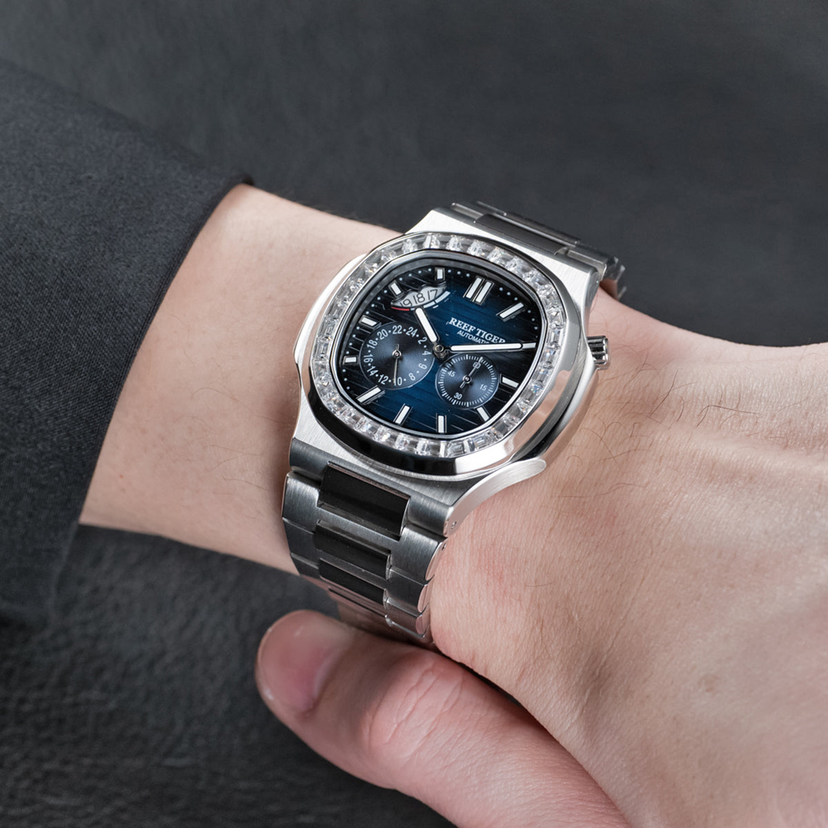 Reef Tiger Men's Peak 44mm Square Crystal Bezel Automatic Watch RGA2019 image 3