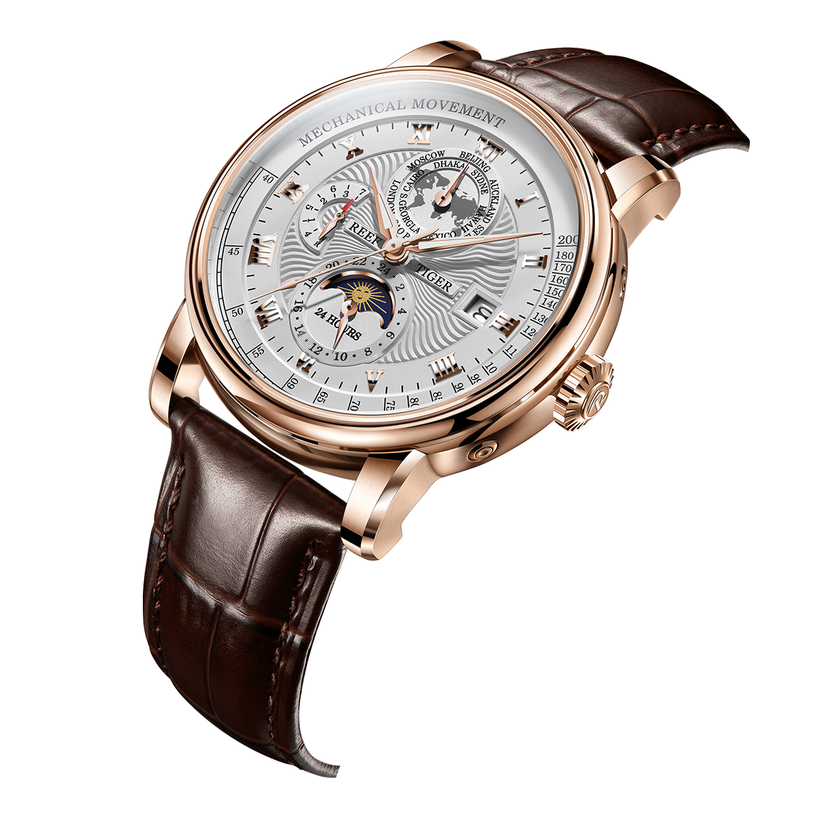 Reef Tiger Men's Artist Master II Mechanical Calendar Moon Phase Watch RGA1963 Rose/White image 2