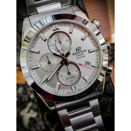 CASIO Men's Edifice Chronograph Standard Sapphire Watch Silver