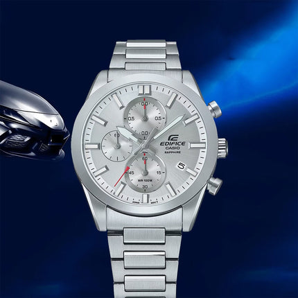 CASIO Men's Edifice Chronograph Standard Sapphire Watch Silver