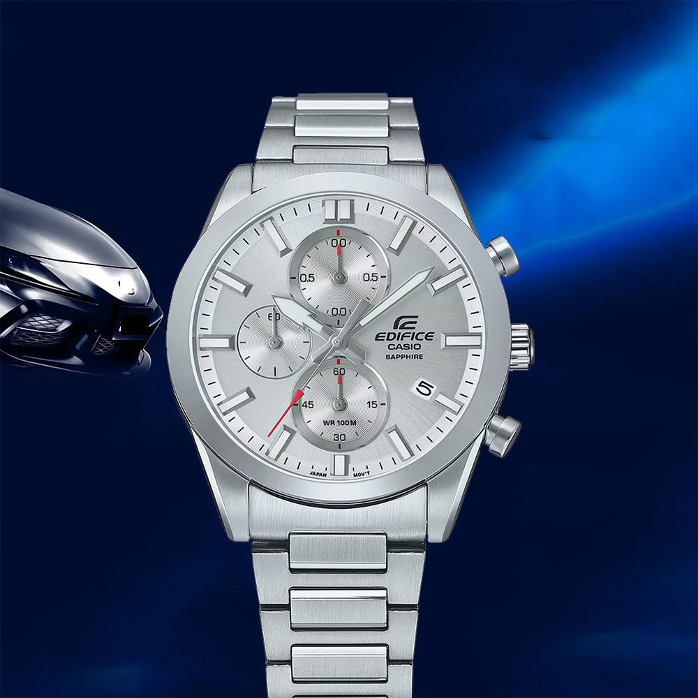 CASIO Men's Edifice Chronograph Standard Sapphire Watch Silver